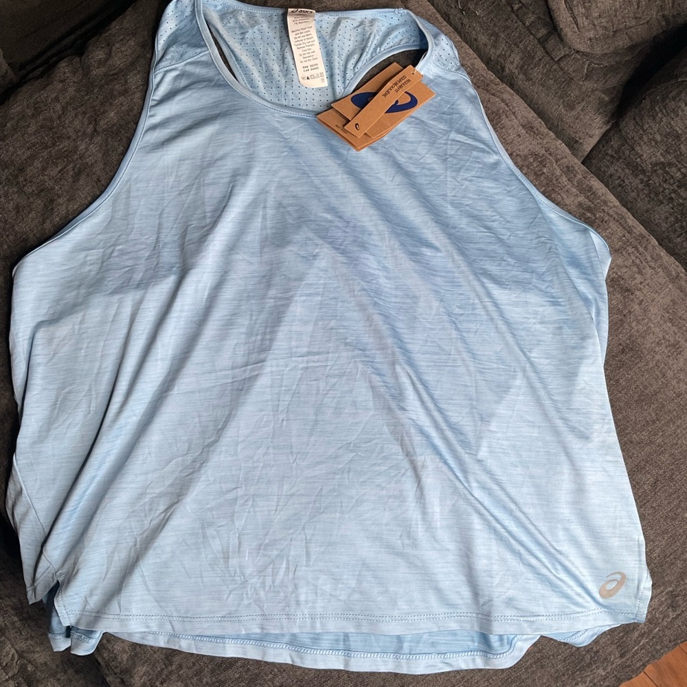 NWT ASICS racerback tank, light blue, size 2XL